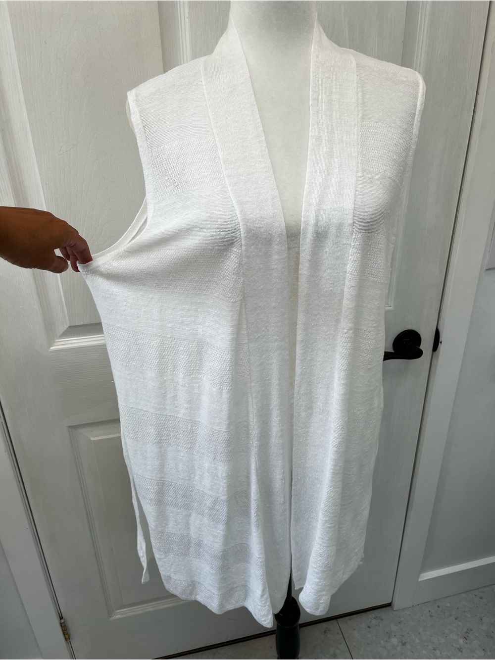 Cynthia Rowley White 100% Linen Duster Vest Cardigan XL Coastal Beach Cover Up